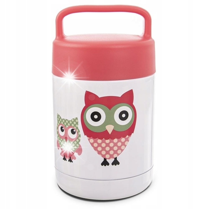 Термос Orion от неръждаема стомана, вместимост 0,48 л, дизайн сова, 8,5x15 см, с херметично затваряне и широко гърло