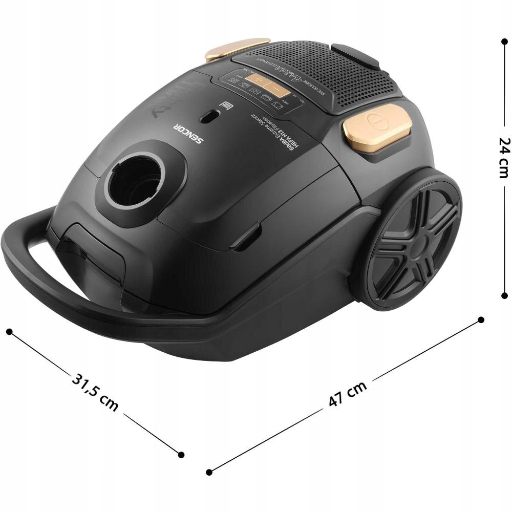 Aspirator Sencor SVC 8330BK, 800W, 3L, HEPA H13, 4AAAA, negru/auriu