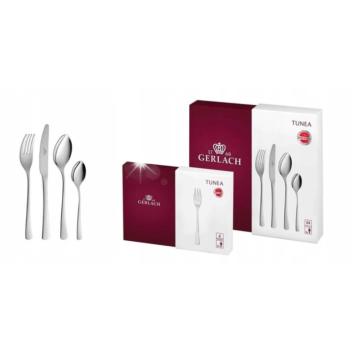 Комплект прибори за хранене Gerlach Tunea, 30 части, неръждаема стомана, 6 души, гланц