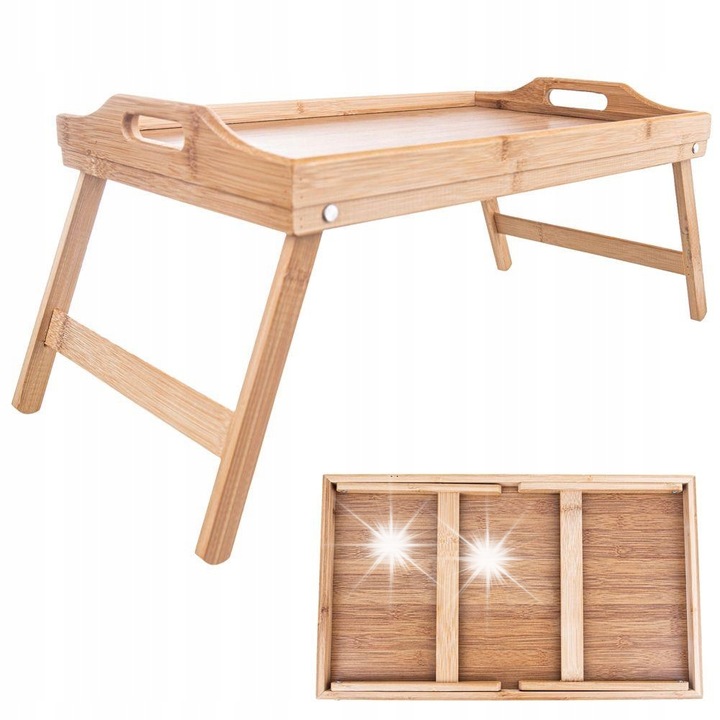 Tava de servire, Orion, bambus, 50x30x24,5cm, culoare bruna, multifunctionala