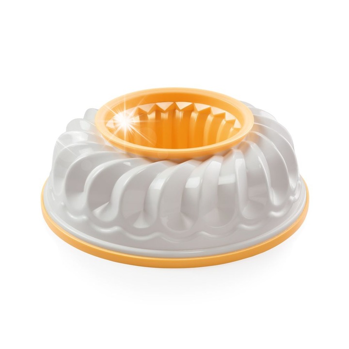 Forma pentru deserturi reci, Tescoma, 24cm, alb cu capac galben, din plastic