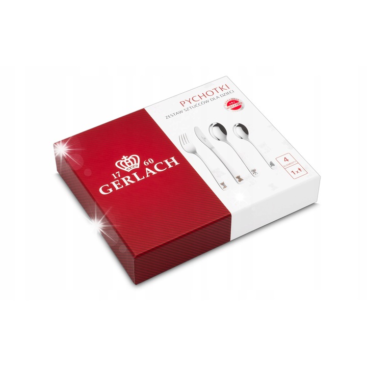 Set 4 ustensile pentru copii PYCHOTKI, Gerlach, inox, argintiu