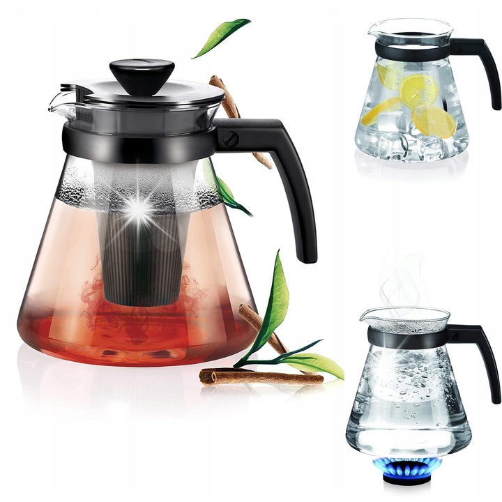 Ceainic Tescoma 1,7L, sticla borosilicata, sita pentru ierburi si ceai, capacitate mare