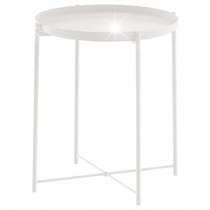 Mese, Ikea, masa de noapte rotunda cu tava, alba, 45x53cm, metalica