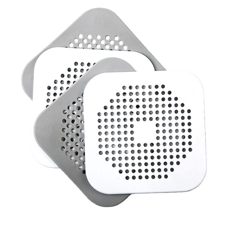 Set 4 site scurgere pentru colectarea firelor de par, SHEFEITE, Protectie Infundare, Gri/Alb