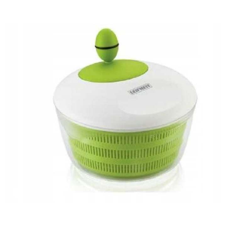 Strecurator Leifheit Trend 4L, alb si verde, cu manere antiderapante, pentru salate, legume si fructe