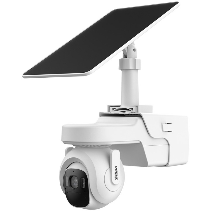 Безжична камера за наблюдение с интегриран соларен панел Dahua DH-KIT-EUR/IPC-BP4AP-4G-0360B/M0508, 4MP, 2560 × 1440, Smart Detection, Двупосочен разговор, AOV, Капацитет на батерията 68 Wh, IP66