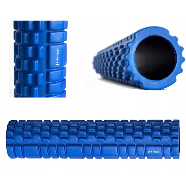 Rola masaj Hms FS104, albastru, 61cm, din spuma EVA/PVC, duritate medie