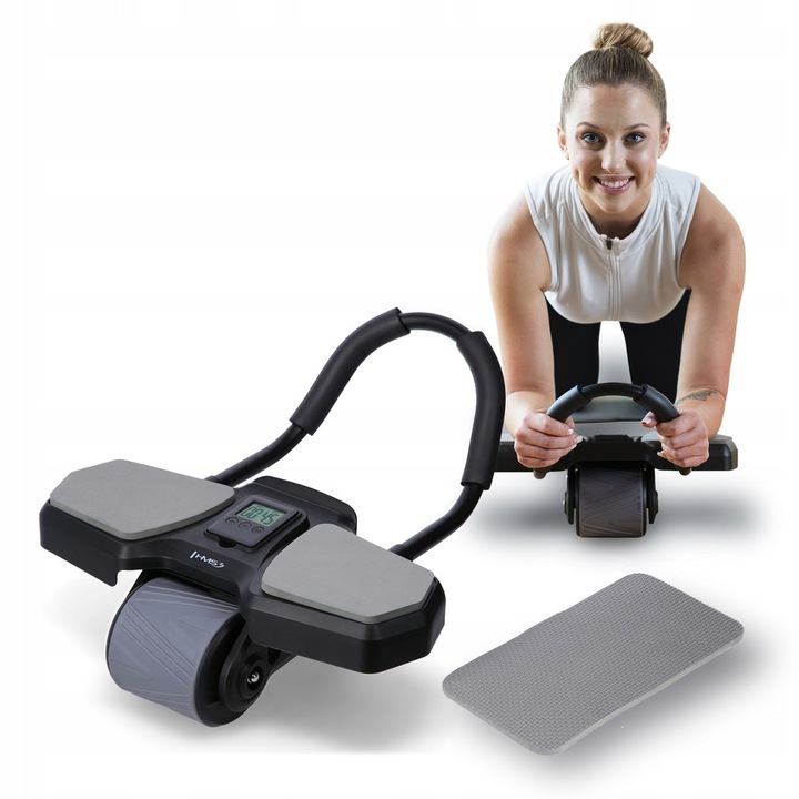 Roata Fitness Automata Hms KA10, cu Afisaj LCD, Manere din Spuma, Portabila