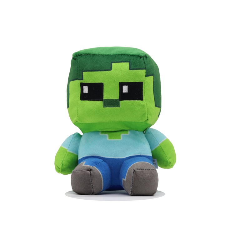 Jucarie de plus Minecraft, Zombie, 22cm, multicolor