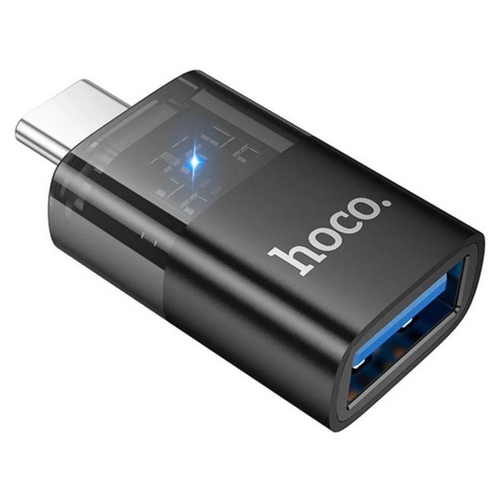 HOCO UA36B adapter, USB aljzat - Type-C, adatátvitel és töltés, OTG, fekete