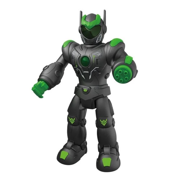 Играчка робот 40см светлинни звукови ефекти движение батерии черно зелено подарък