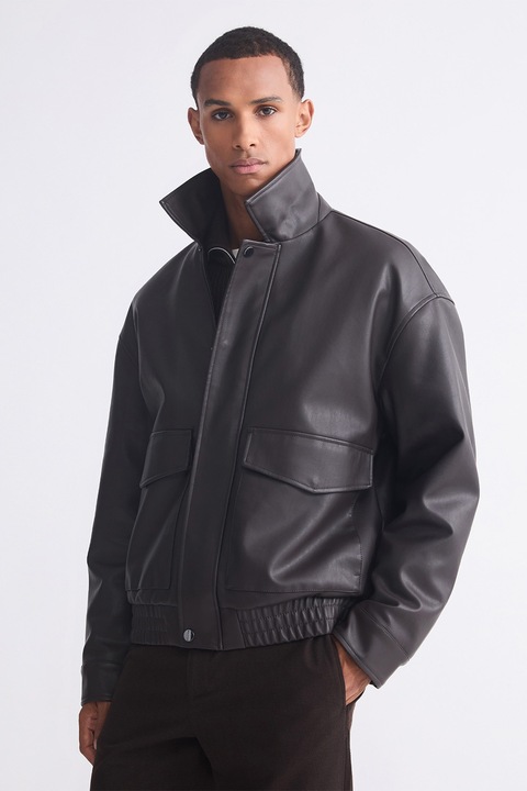 LC WAIKIKI, Jacheta lejera din piele ecologica, Negru