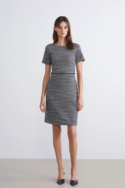 LC WAIKIKI, Rochie mini cu maneci scurte, Alb/Negru, L