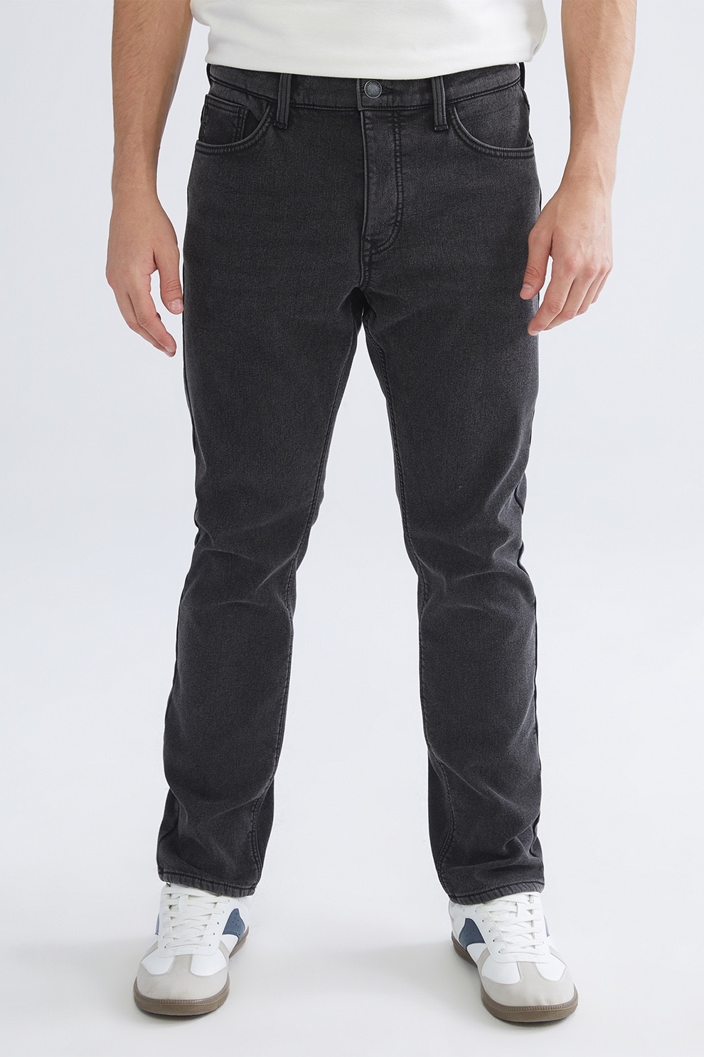 LC WAIKIKI, Blugi regular fit uni, Gri antracit, 32