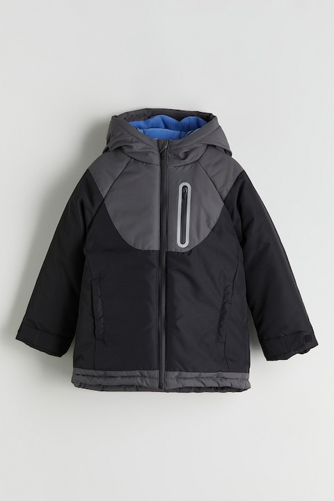 LC WAIKIKI, Geaca cu vatelina si gluga, Gri antracit/Gri inchis