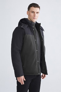 LC WAIKIKI, Geaca cu gluga detasabila, Maro inchis, 2XL
