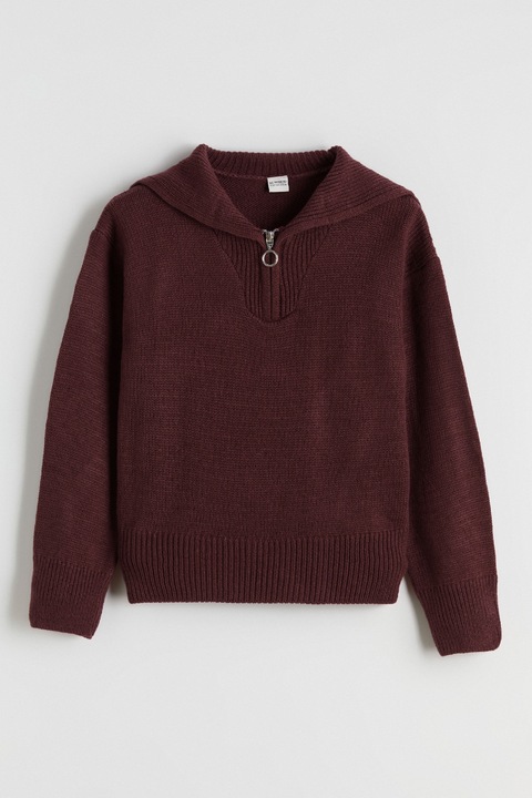 LC WAIKIKI, Pulover regular fit cu fenta cu fermoar, Visiniu