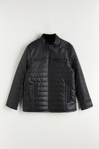 LC WAIKIKI, Jacheta din piele ecologica cu guler scurt, Negru, 2XL
