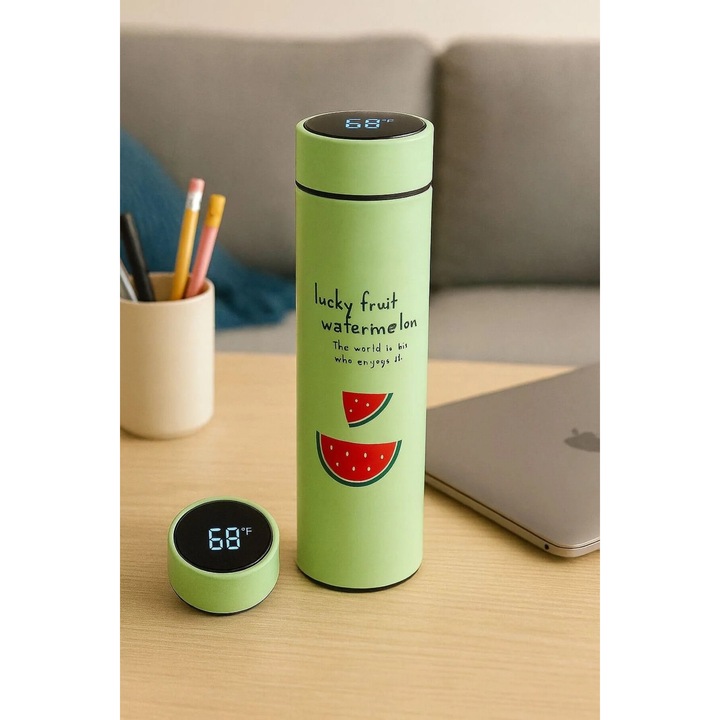 Termos 500ml, inox, verde, portabil, ermetic