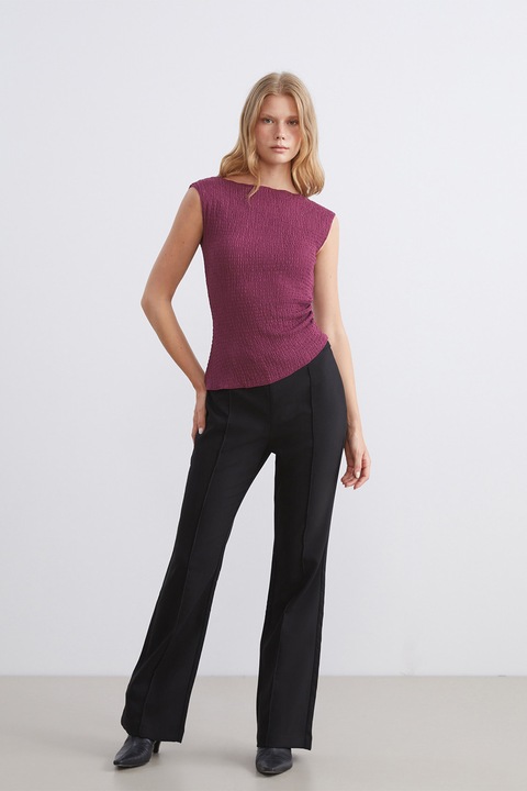 LC WAIKIKI, Pantaloni evazati cu talie inalta, Negru, XS