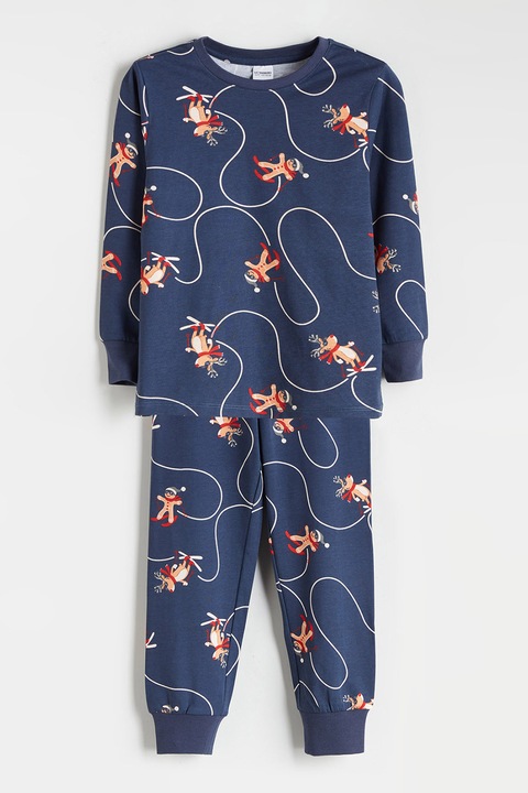 LC WAIKIKI, Pijama cu imprimeu grafic, Bleumarin