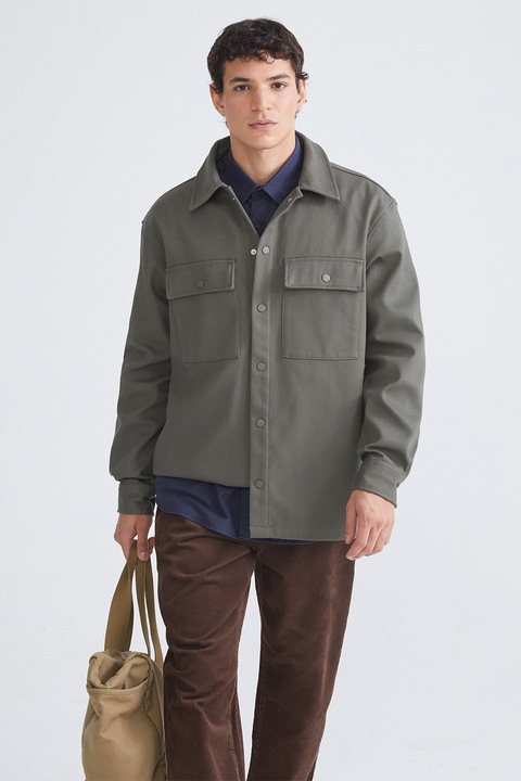 LC WAIKIKI, Jacheta uni cu buzunare pe piept, Verde sparanghel, S