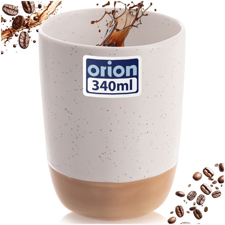 Cana Ceramica, Orion, 340 ml, 8x8x10 cm, Fabricata Din Ceramica, Potrivita Pentru Masina De Spalat Vase Si Cuptorul Cu Microunde, Design Clasic, Confort In Utilizare, Materiale De Inalta Calitate, Alb