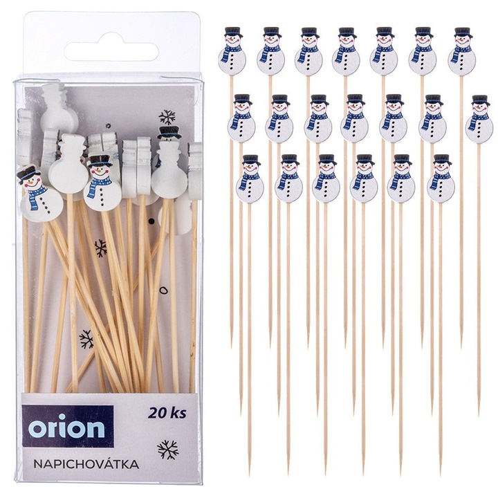 Set Scobitori Pentru Aperitive, Orion, 13 cm, Fabricate Din Lemn - Manere Din Bambus Natural, Decoratiuni Din Lemn De Artar, Decoratiuni Colorate In Forma De Braduti, Practice La Servirea Aperitivelor, Utilizare Universala, Multicolor