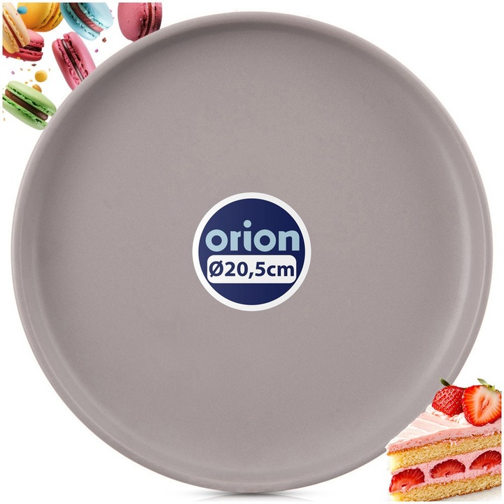 Desszert tányér, Orion, Skandi, 20.5x20.5x2.2 cm, Kerámiából Készült, Mosogatógépben És Mikrohullámú Sütőben Használható, Univerzális Használat, Klasszikus Design, Szürke