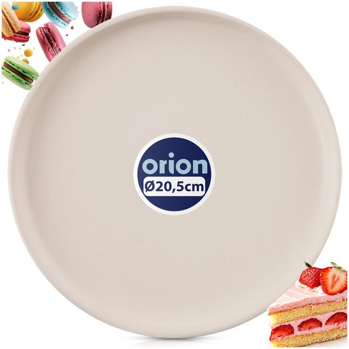 Desszert tányér, Orion, Skandi, 20.5x20.5x2.2 cm, Kerámiából Készült, Mosogatógépben És Mikrohullámú Sütőben Használható, Univerzális Használat, Klasszikus Design, Krém