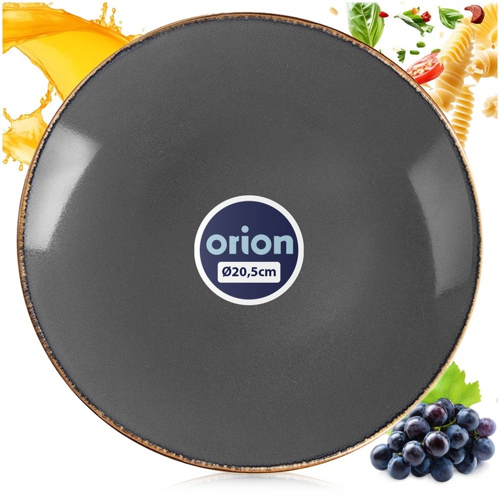 Desszert tányér, Orion, Glaze, 20.5x20.5x2.5 cm, Kerámiából Készült, Mosogatógépbe És Mikrohullámú Sütőbe Helyezhető, Univerzális Használat, Vonzó Design, Szürke