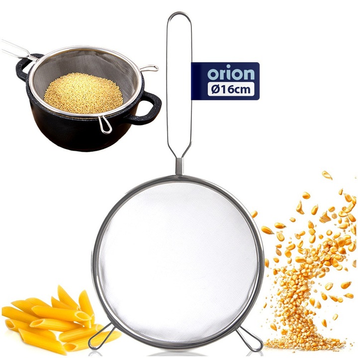 Sitko De Bucatarie, Orion, 32x16x7 cm, Fabricat Din Otel Inoxidabil, Potrivit Pentru Masina De Spalat Vase, Manere Practice, Utilizare Universala In Bucatarie, Argintiu