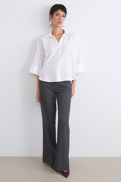 LC WAIKIKI, Pantaloni slim fit cu dungi, Alb murdar/Gri inchis, 2XS