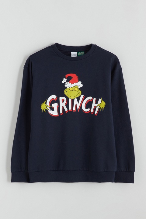 LC WAIKIKI, Bluza de trening cu imprimeu Grinch, Rosu/Alb/Bleumarin