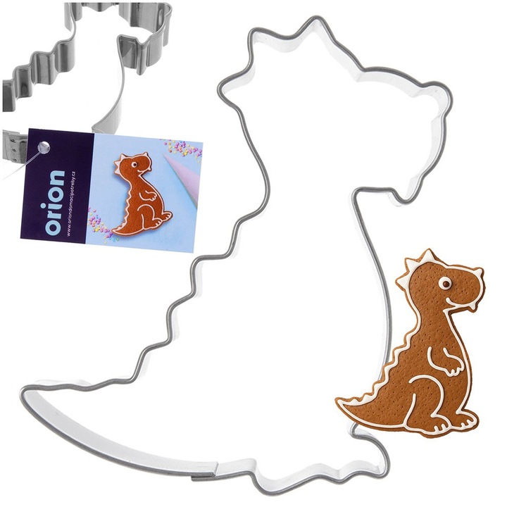 Decupator Pentru Fursecuri, Orion, Dinozaur, 6.5x5.5x1.5 cm, Otel Inoxidabil, Potrivit Pentru Masina De Spalat Vase, Utilizare Universala, Posibilitati Creative De Decupare, Argintiu