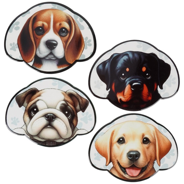 4 darabos poháralátét készlet fém tartóval, Artemis, többszínű, 14x10,5x0,5cm