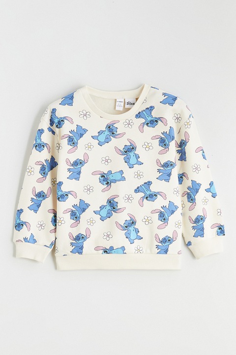 LC WAIKIKI, Bluza cu model Stitch, Albastru/Alb murdar