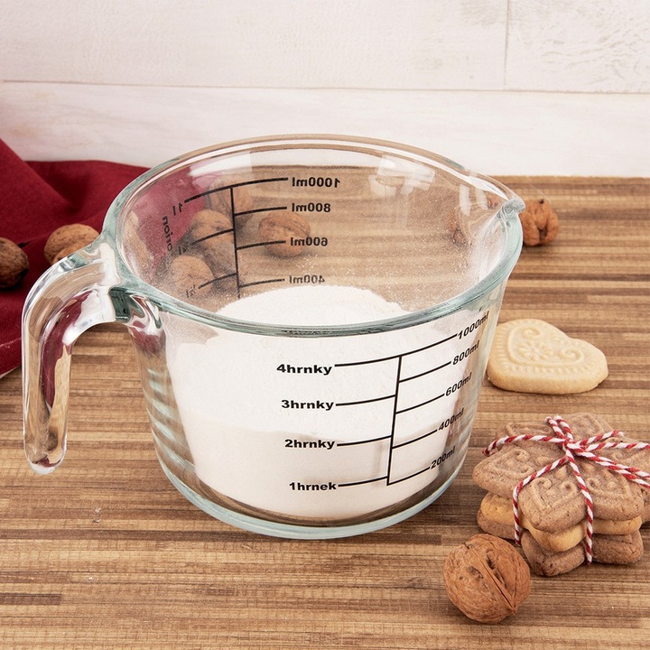 Mérőedény, Orion, üveg mérőedény, 1l, 21x16x11cm, extrém hőmérsékleteknek ellenálló