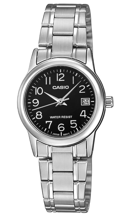 Ceas Dama CASIO LTP-V002D-1BUDF, bratara din otel inoxidabil, cadran negru, set cu cutie