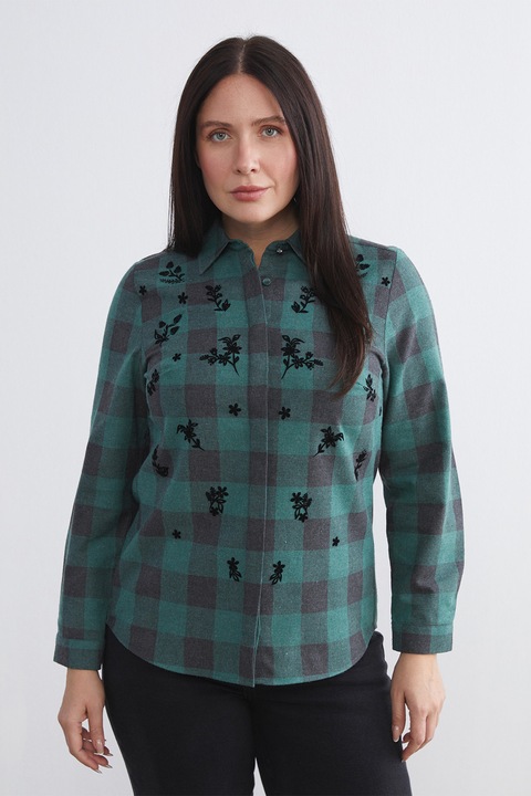 LC WAIKIKI, Camasa regular-fit cu model in carouri, Verde/Negru stins, 4XL