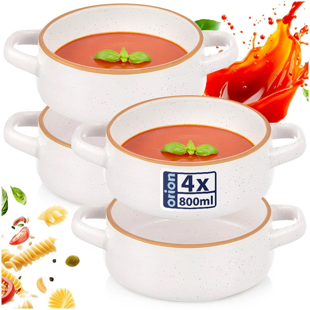Orion Set de 4 boluri de ceramică Cuptorul Alb Maro 21x16x7cm, 800 ml