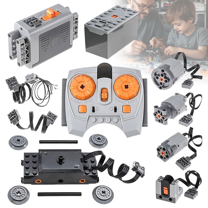 Set motorizare wireless 16 piese, Tressino, 4 motoare, telecomandă, 20x10x14cm