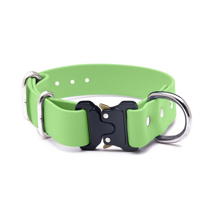 Zgarda Quick Release din Biothane Doctor Totolici, culoare Pastel Green, marime M (28 - 38 cm)