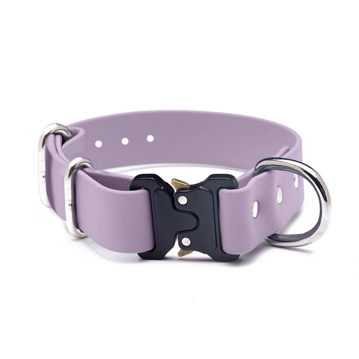 Zgarda Quick Release din Biothane Doctor Totolici, culoare Lavender, marime M (28 - 38 cm)