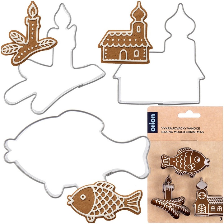 Set 3 Forme Pentru Fursecuri, Orion, Fabricate Din Otel Inoxidabil, Pot Fi Spalate In Masina De Spalat Vase, Utilizare Universala, Posibilitati Creative De Decupare, Argintii