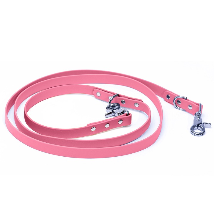 Lesa din Biothane 5-WAYS Doctor Totolici, culoare Pastel Pink, lungime 1, 6 m