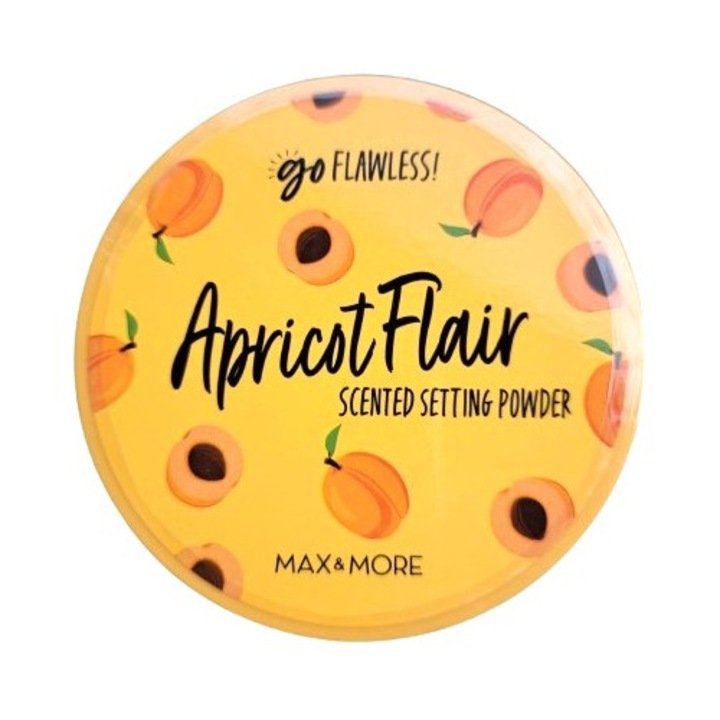 Pudra de Fixare Vegana Max & More Go Flawless, 22 g – Setting Powder cu Parfum Fructat Apricot Flair, Matifiere si Fixare de Lunga Durata