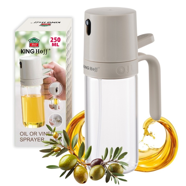 Spray de sticla pentru ulei si otet KINGHOFF KH-2005, capacitate 250 ml, transparent, ergonomic