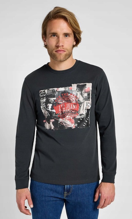 Férfi póló, Lee, normál fazon, fekete, pamut